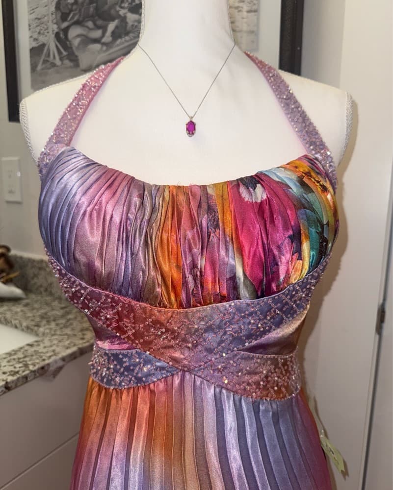 Vintage NV Couture Floral Beaded Dress - Image 2