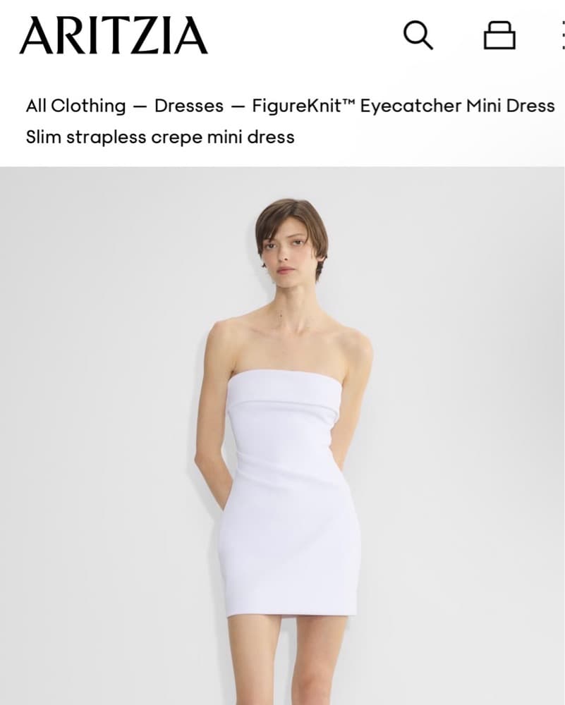 Slim Strapless Crepe Mini Dress - Image 1