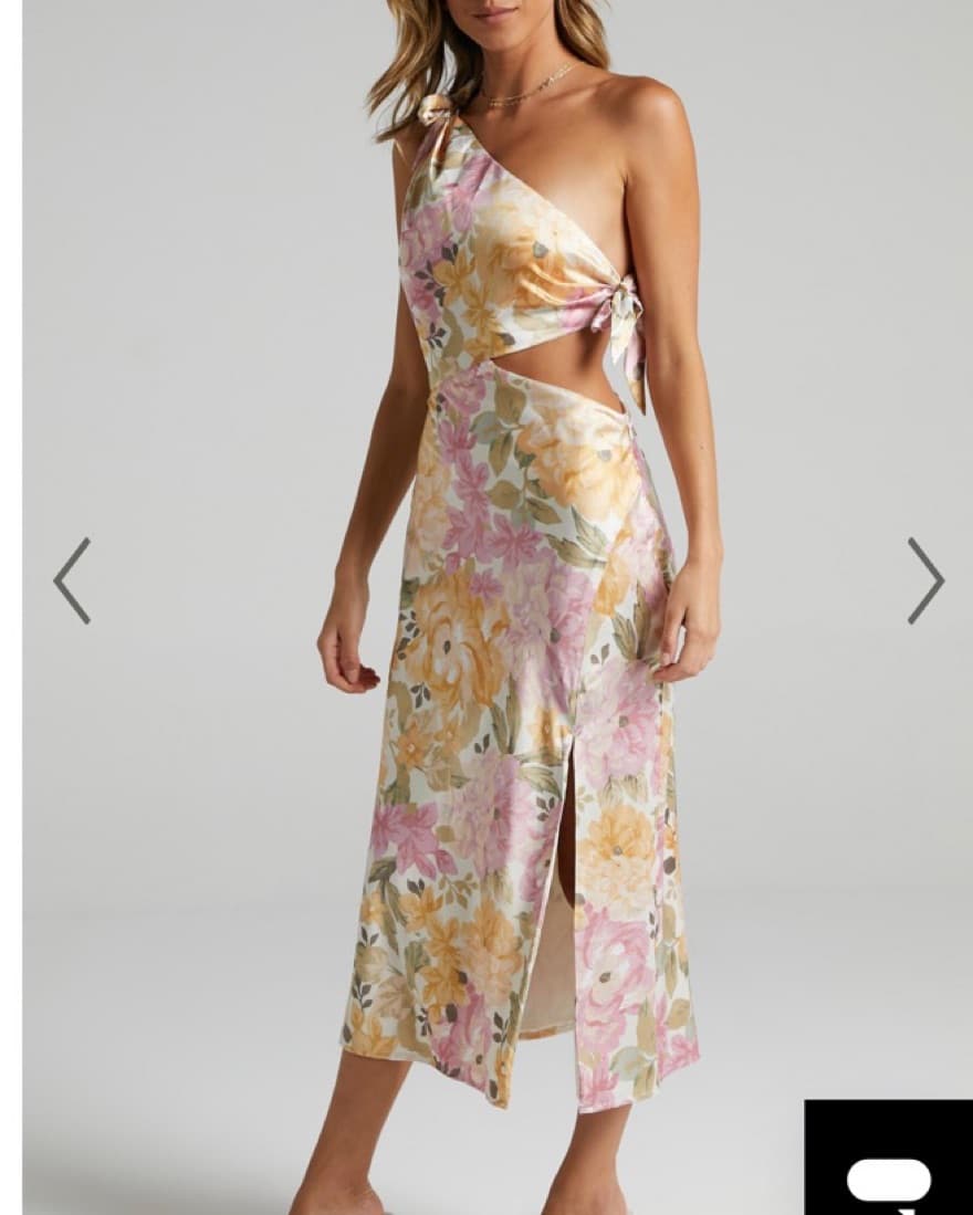 Floral Cut Out Satin One Shoulder Dress  - Image 1