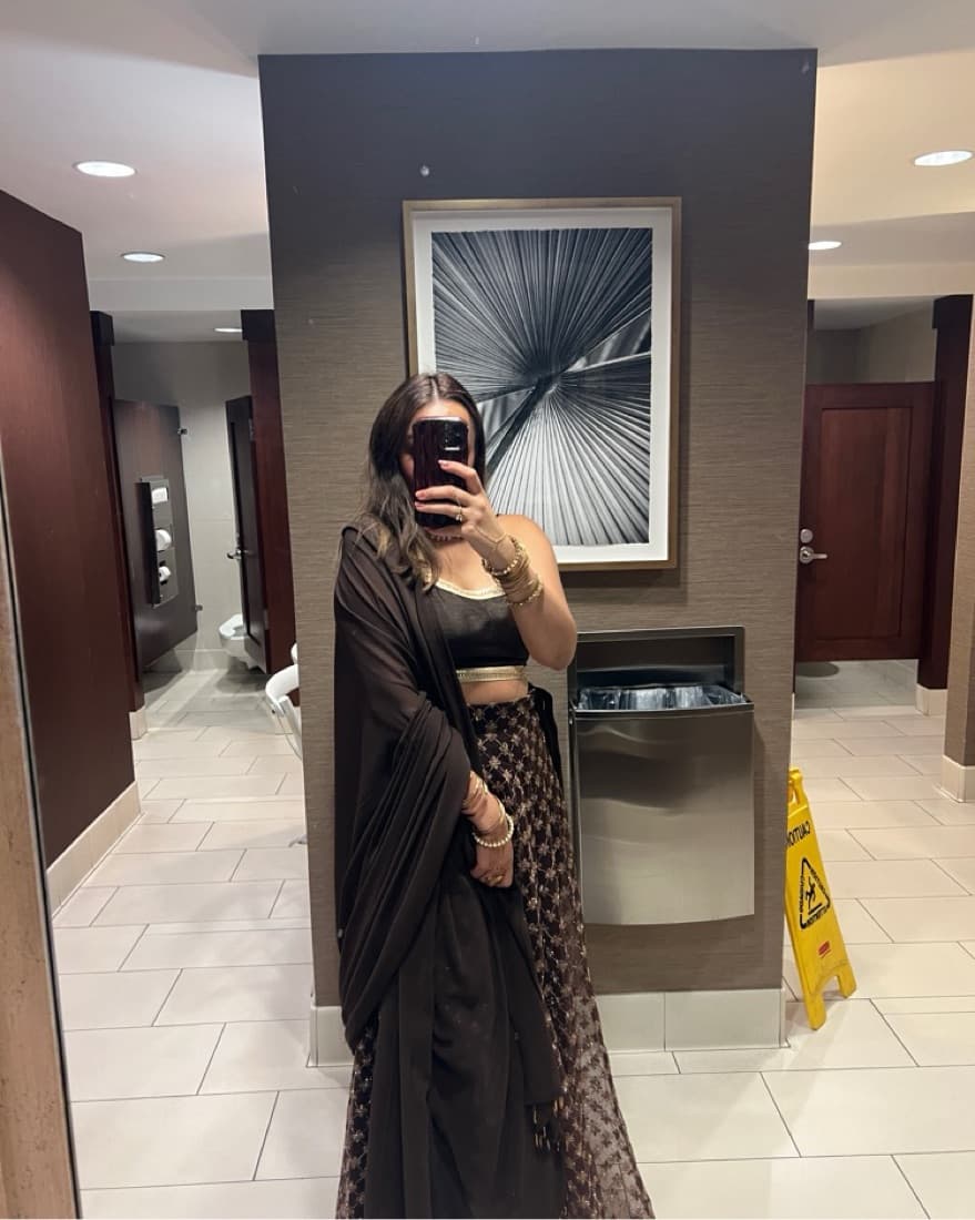 Brown And Gold Lehenga  - Image 1