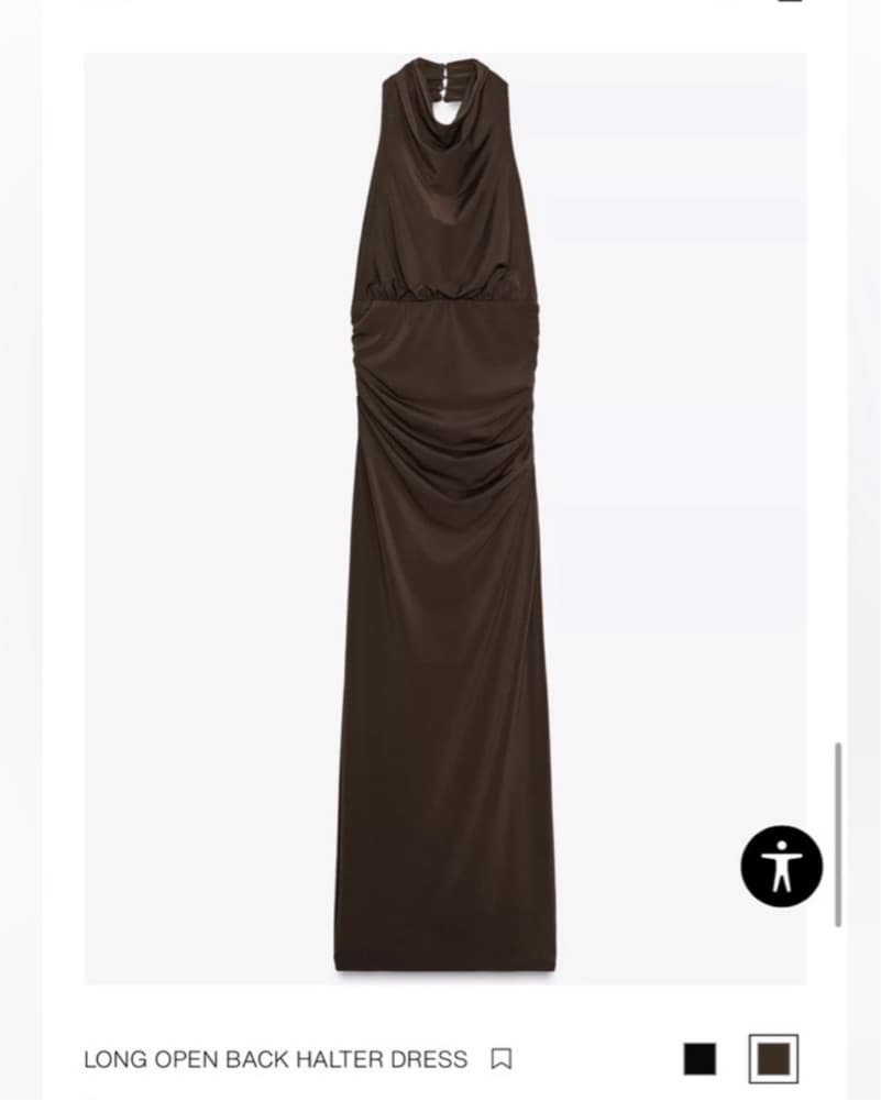 Zara Long Open Back Halter Dress Brown  - Image 1