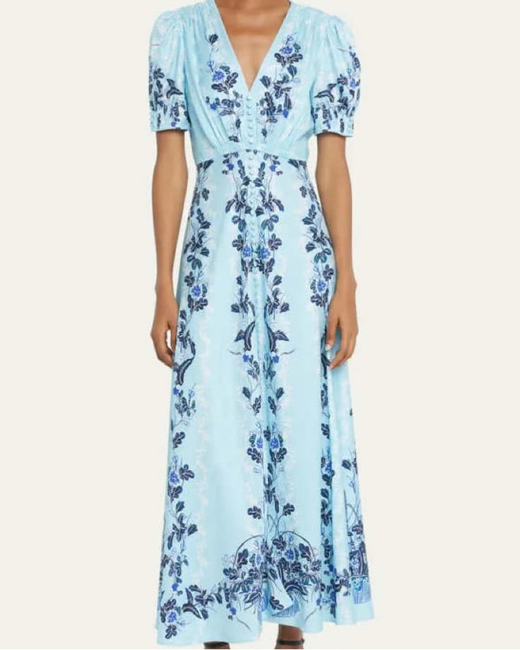Blue Saloni Lea Silk Dress  - Image 1