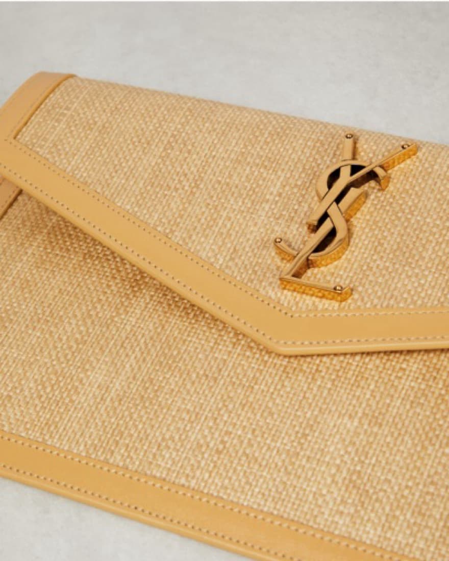 YSL Uptown Pouch In Micro Raffia - Image 4