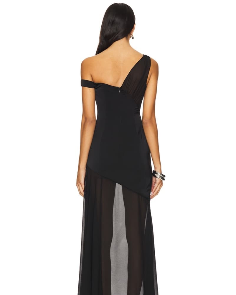 Elegant One-Shoulder Black Gown - Image 4