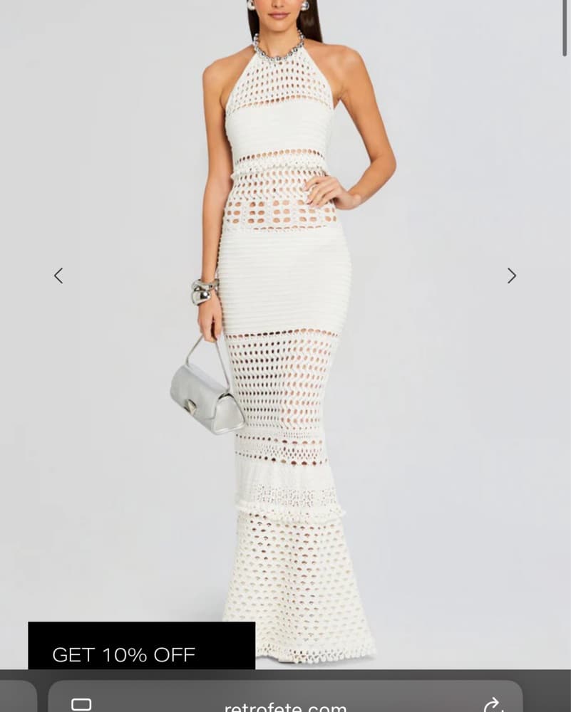 White Retrofete Mesa Knit Crochet Dress - Image 1