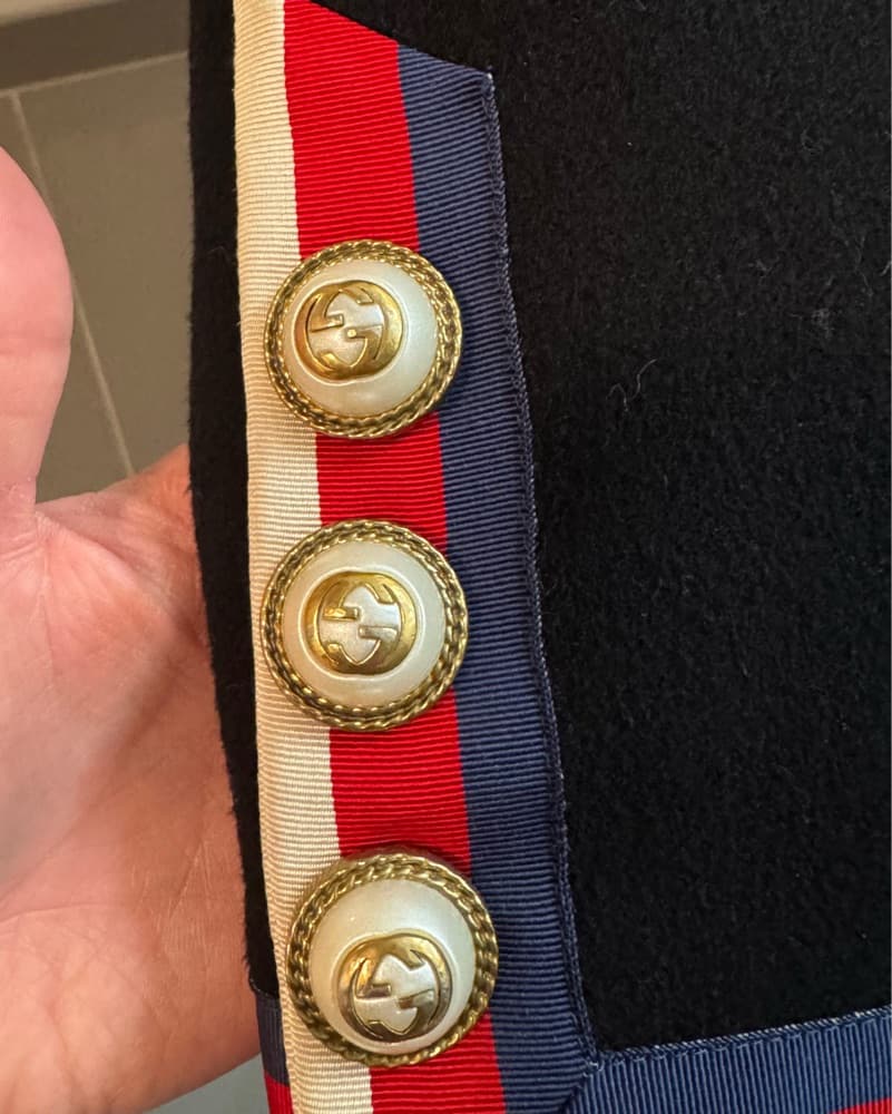 GUCCI Wool Coat Multicolour Trim - Image 3