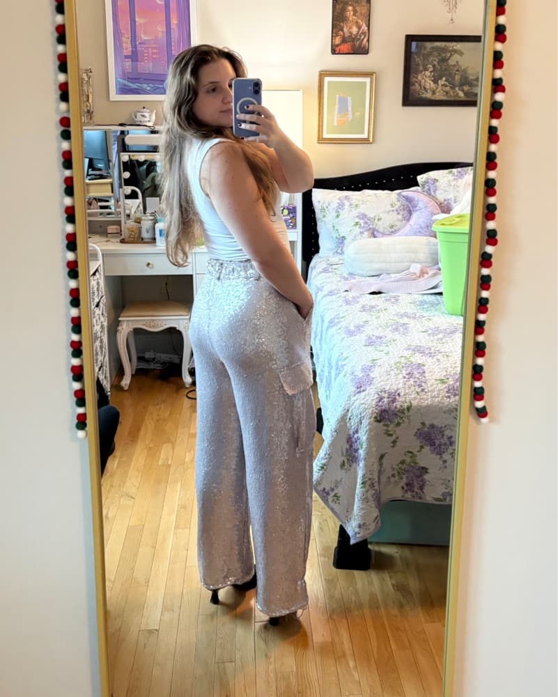 Lilac Sequin Cargo Pants - Image 4