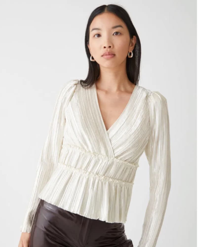 & Other Stories Textured Puff Sleeve Top - Image 1