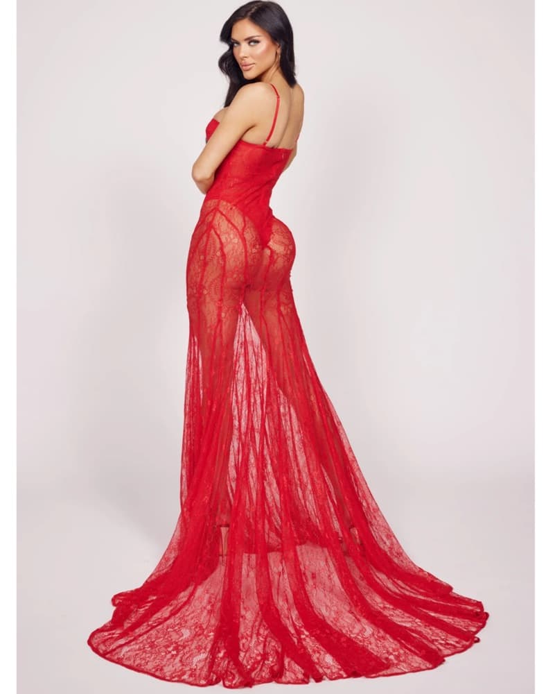 Red Lace Mermaid Gown  - Image 4