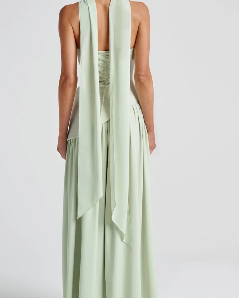 Elegant Mint Green Slit Gown - Image 2