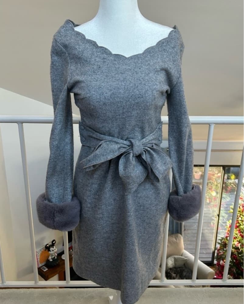 Fur Lined Gray Dress From Japan - Image 1