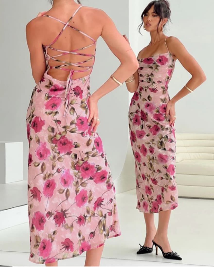 Pink Floral Dress - Image 1