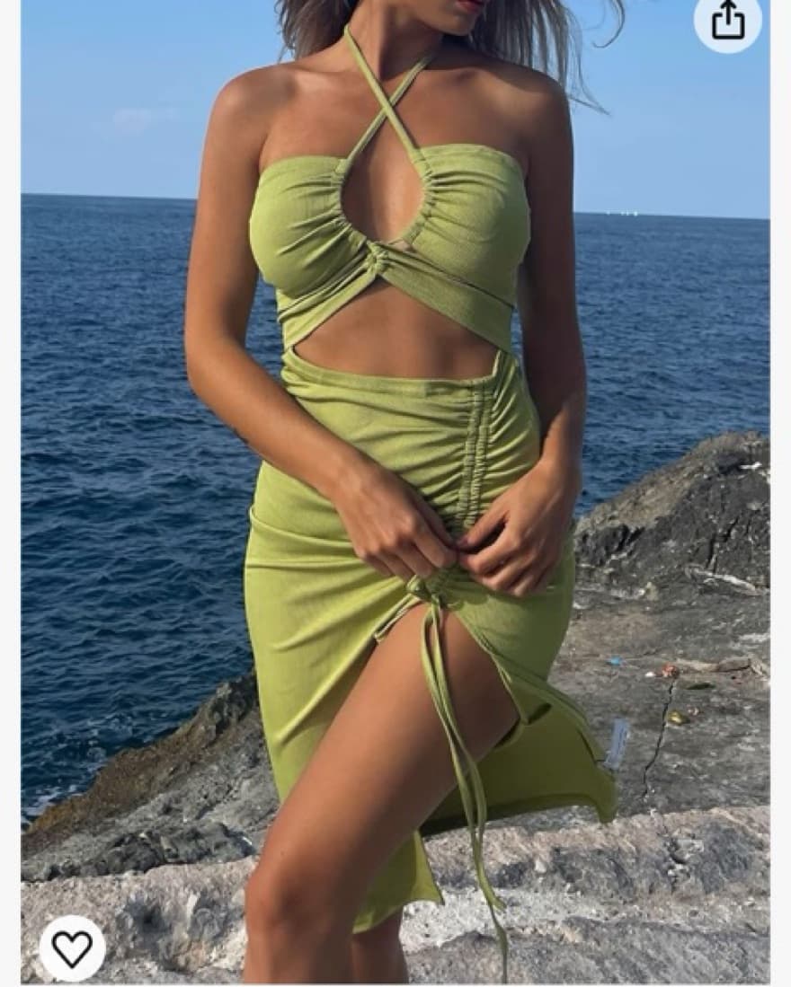 Green Cut Out Dress - Image 6