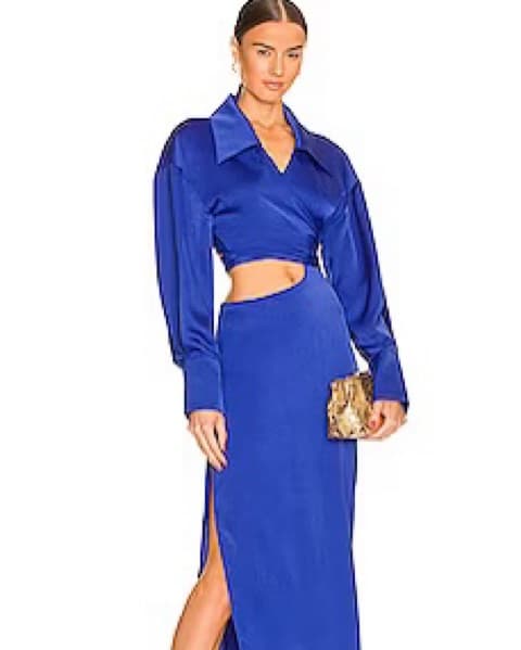 Ronny Kobo Royal Blue Satin Dress  - Image 2