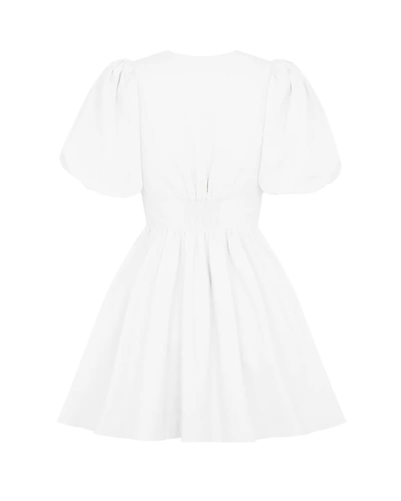 Lovaan White Puff Sleeve Dress - Image 4