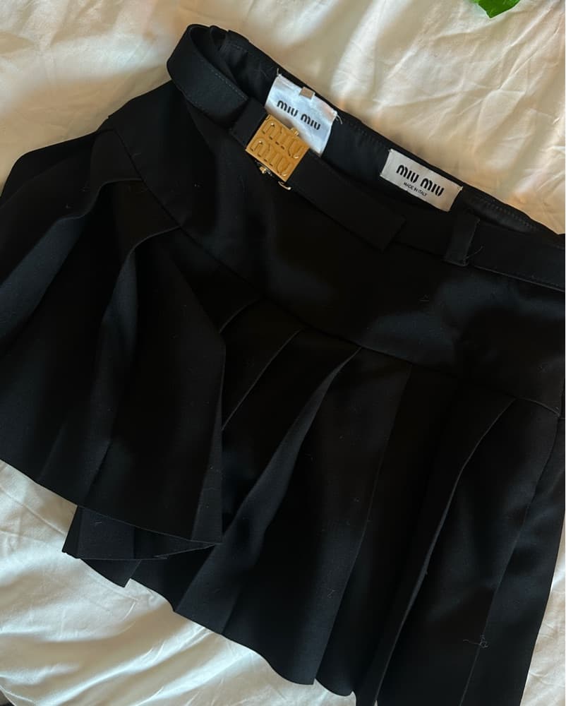 Pleated Miu Miu Mini Skirt - Image 2
