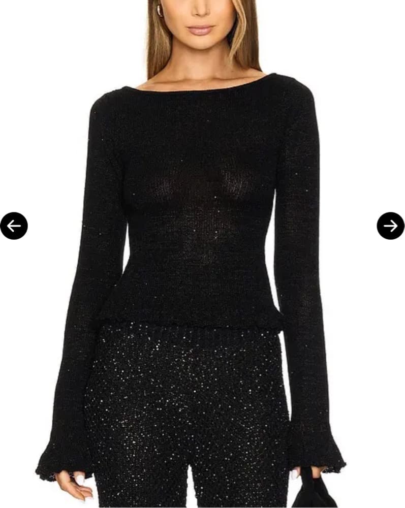 Black Sequin Asta Resort Knit Top  - Image 1