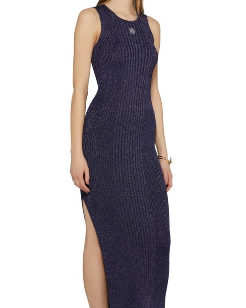 Loewe Anagram Ribbed Metallic Midi Dress - Image 1