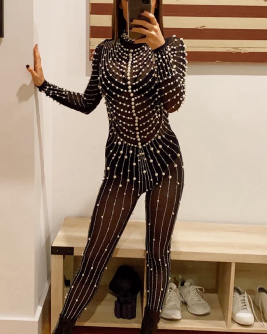 Fashion Nova mother of pearl jumpsuit  - Image 2