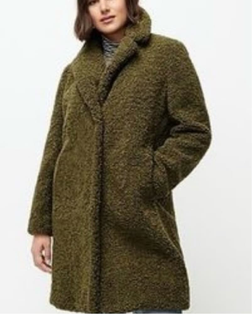 JCrew Olive Green Teddy Coat - Image 1