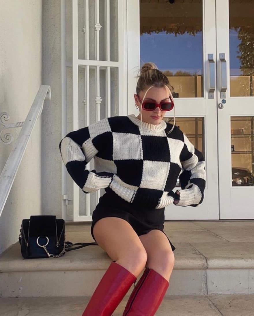 Frame Checkered Wool Sweater - Image 1