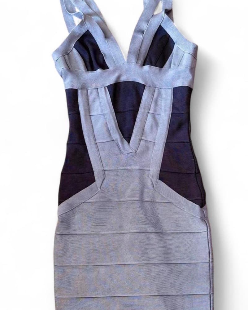 Herve Leger Mini Vintage Grey Dress - Image 2