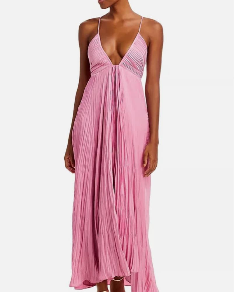 ALC Angelina Satin Pleated Dress   - Image 1