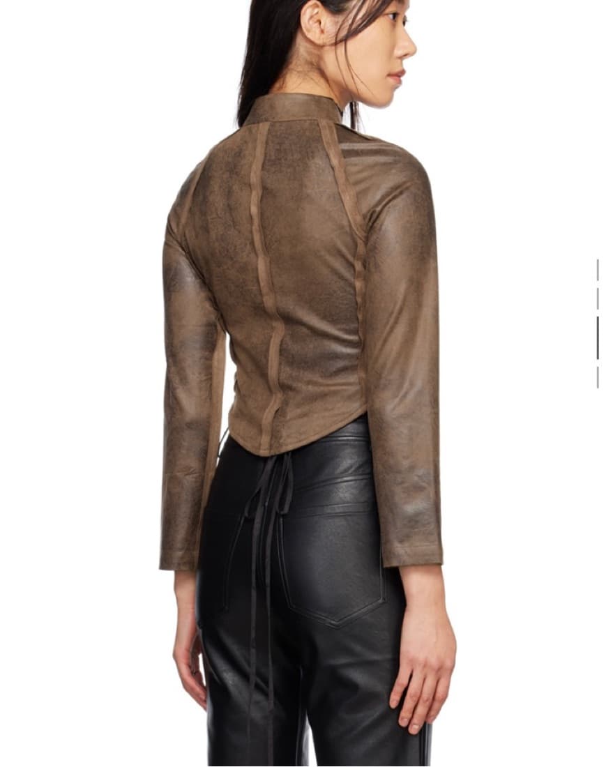 KIM SHUI SSENSE Brown Moto Jacket  - Image 3