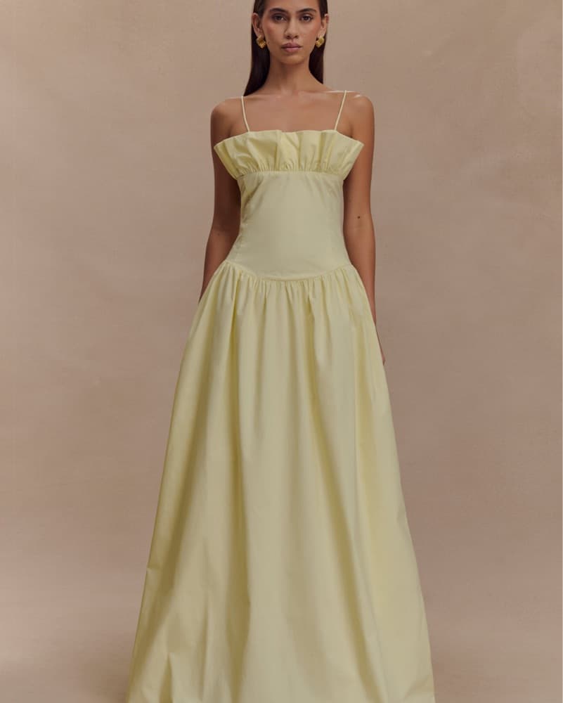 Janis Cotton Frill Maxi Dress - Lemon - Image 1