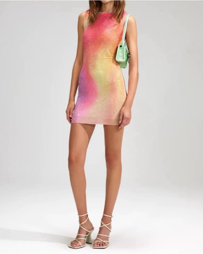 Self Portrait Mesh Rhinestone Dress - Image 1