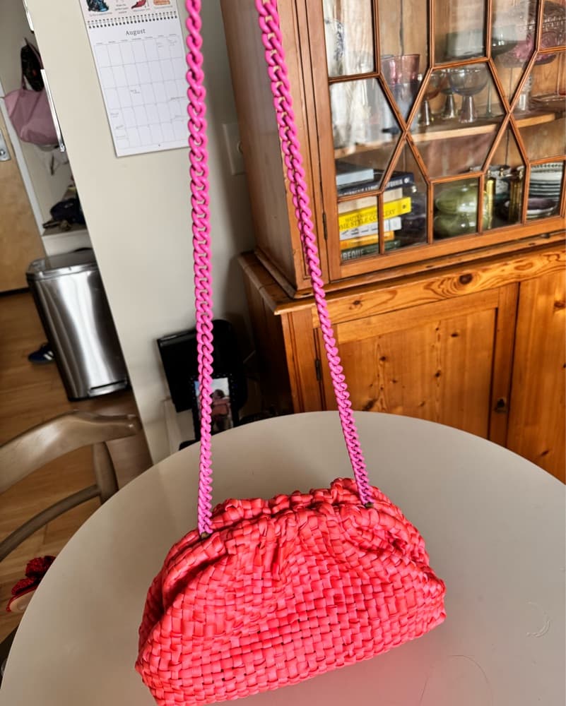 Pink Woven Clutch - Image 4