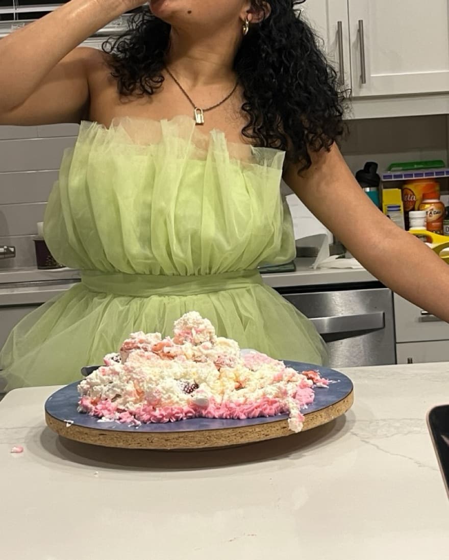 Green Layered Tulle Dress - Image 1