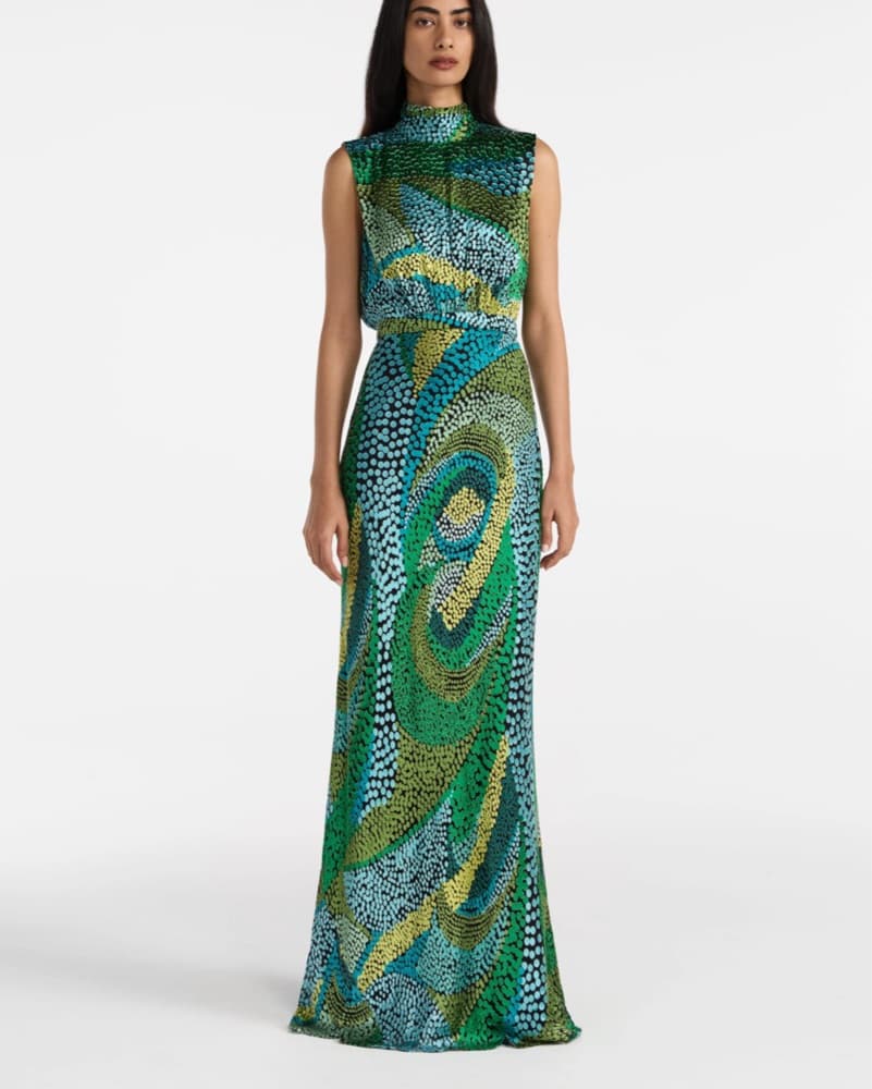 Saloni Fleur Dress Jungle Print Green - Image 1