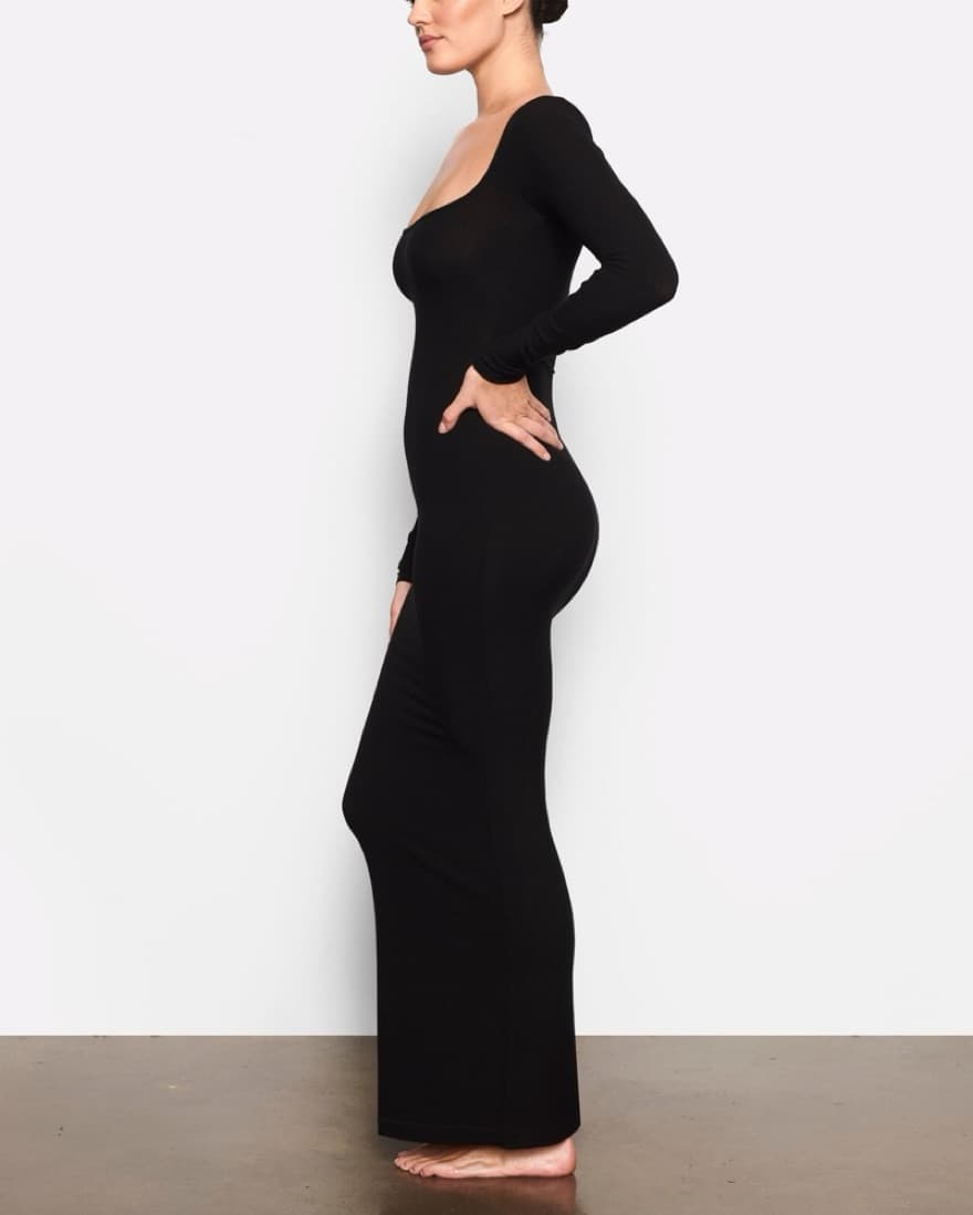 Soft Lounge Long Sleeve Dress - Onyx - Image 2