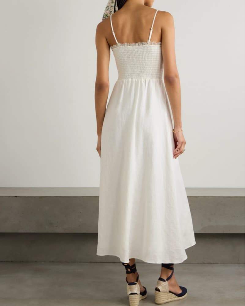 Linella Bow Embellished Linen Midi Dress - Image 3