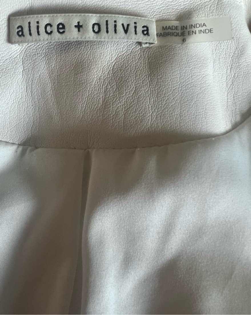 Alice + Olivia White Leather Jacket Sz 6 - Image 2