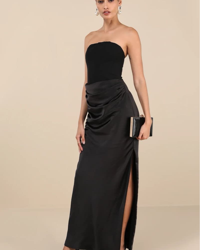 Mella Black Strapless Maxi Dress - Image 1