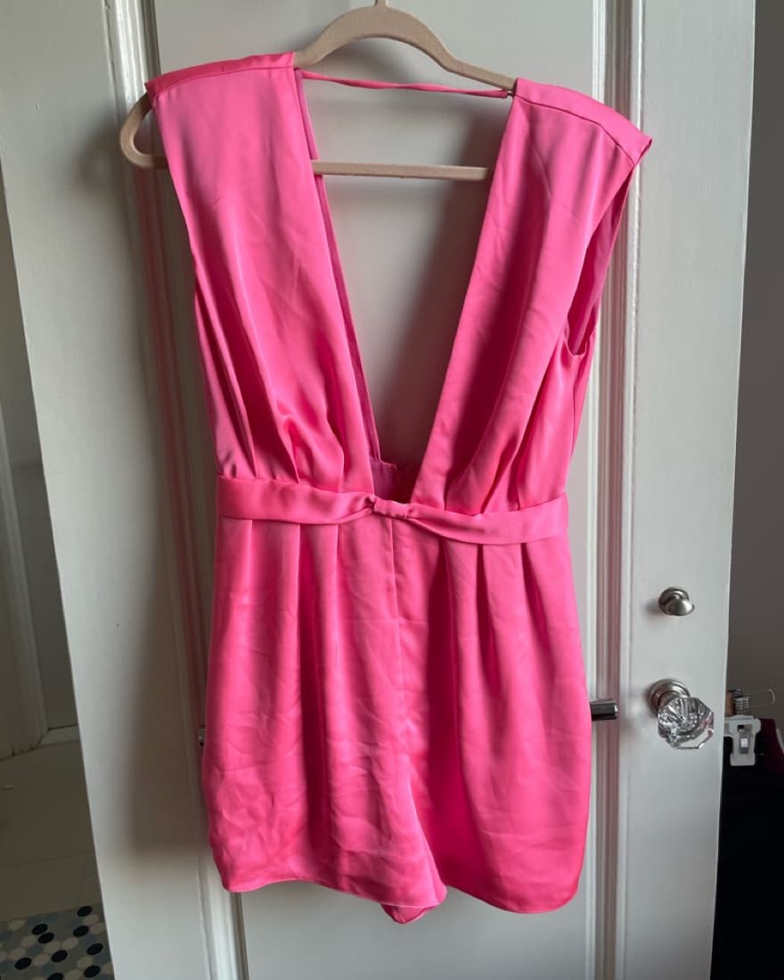 Pink Silk V-Neck Ramy Brook Romper  - Image 1