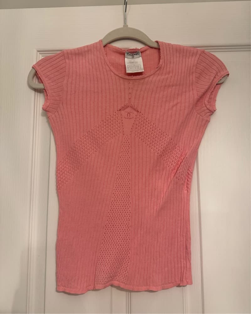 Authentic Chanel Pink Knit Top  - Image 1
