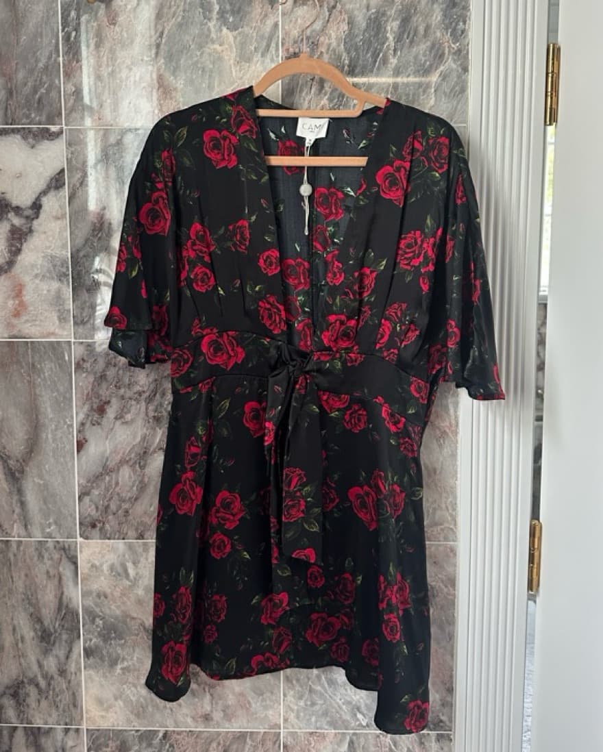 Cami NYC Red Black Floral Cocktail Dress - Image 2