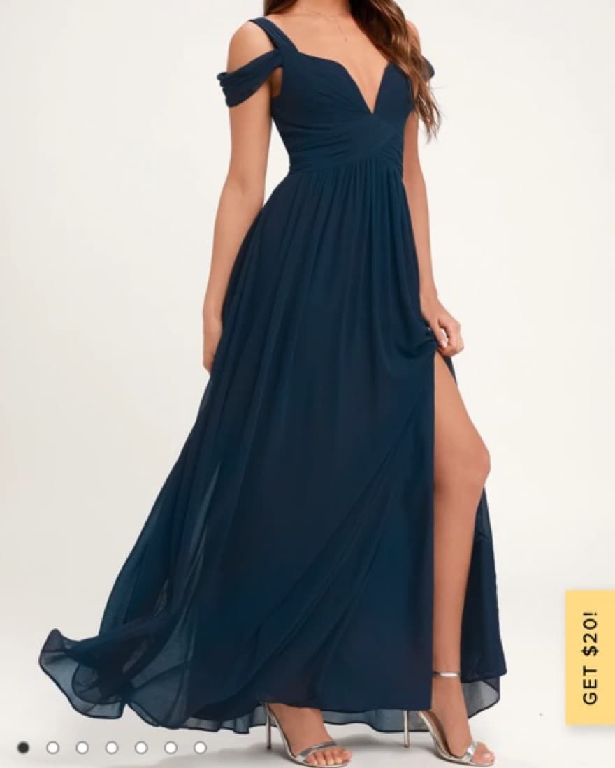 Navy Blue Off the Shoulder Formal Gown - Image 2