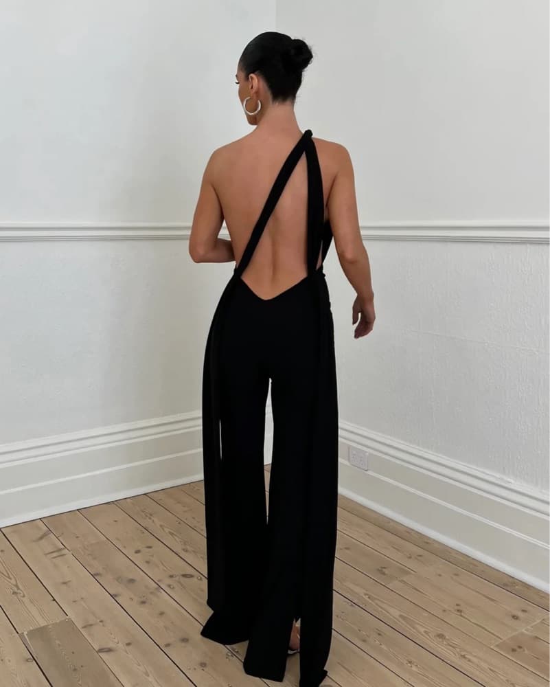 Vera Multi-Way Black Backless Jumpsuit  - Image 4