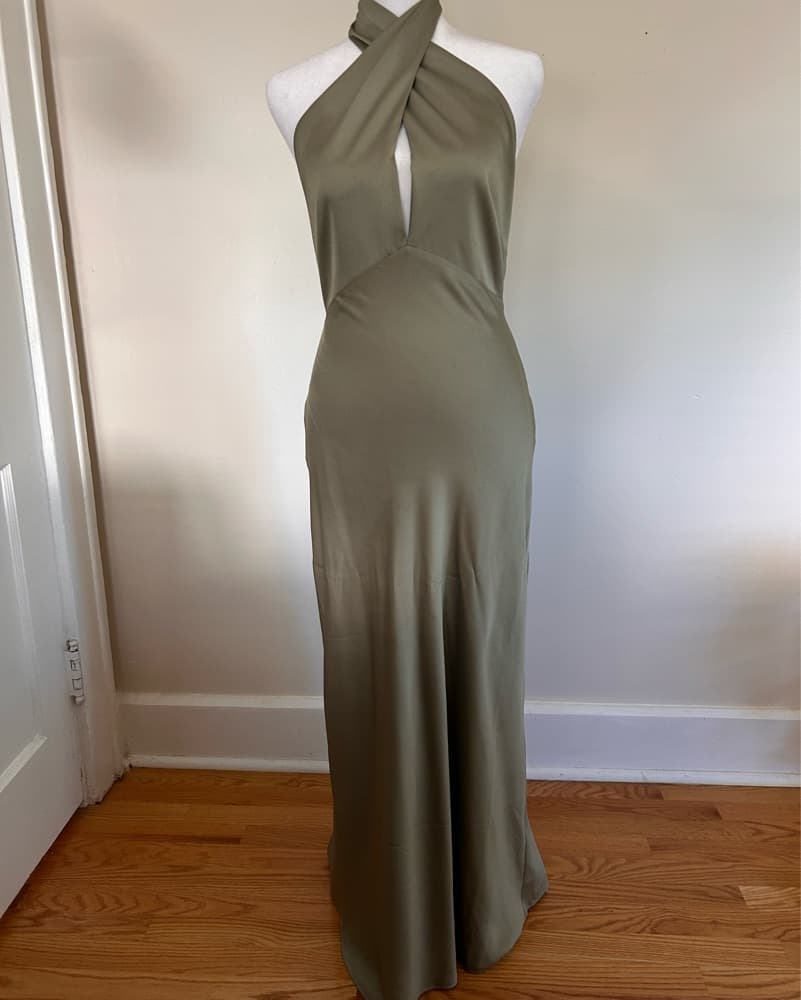 Elegant Olive Maxi Dress - Image 1