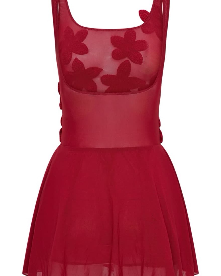 Melanie Mesh Mini Dress With Flowers - Image 4