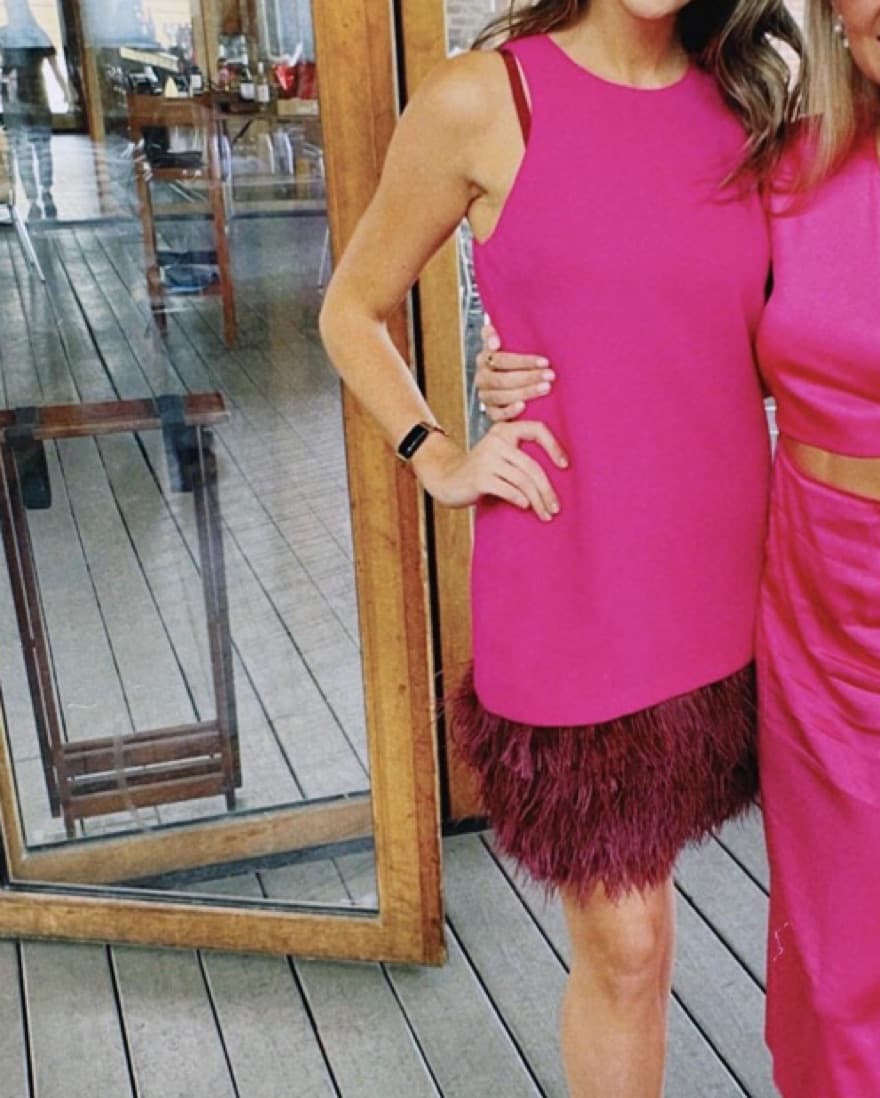 Trina Turk Pink Feather Trim Shift Dress - Image 1