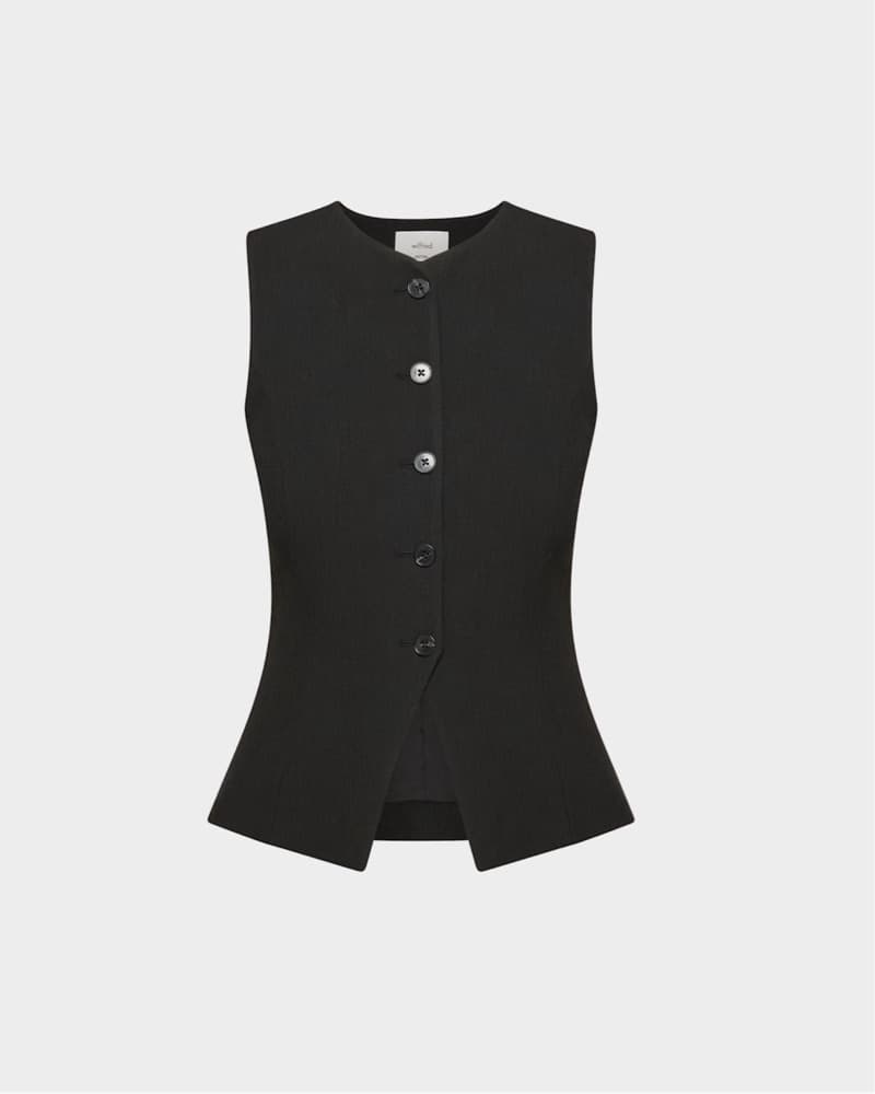 Chic Black Tailored Vest  - Image 2