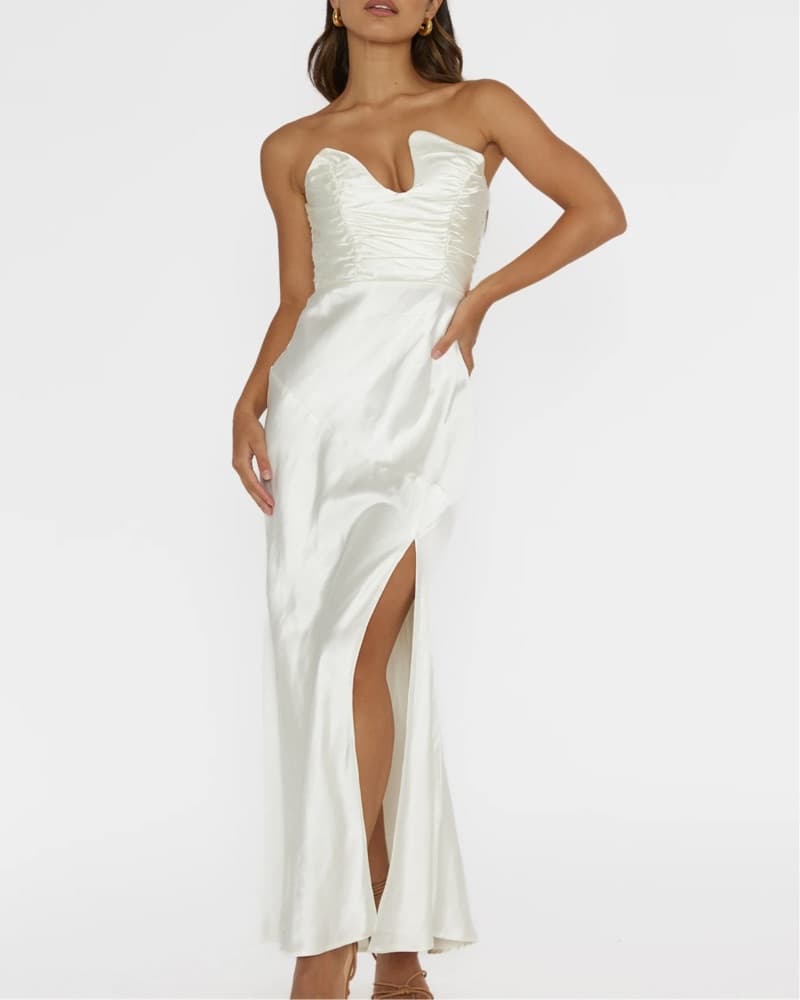 Blaise Asymmetric Pearl Maxi Dress - Image 1