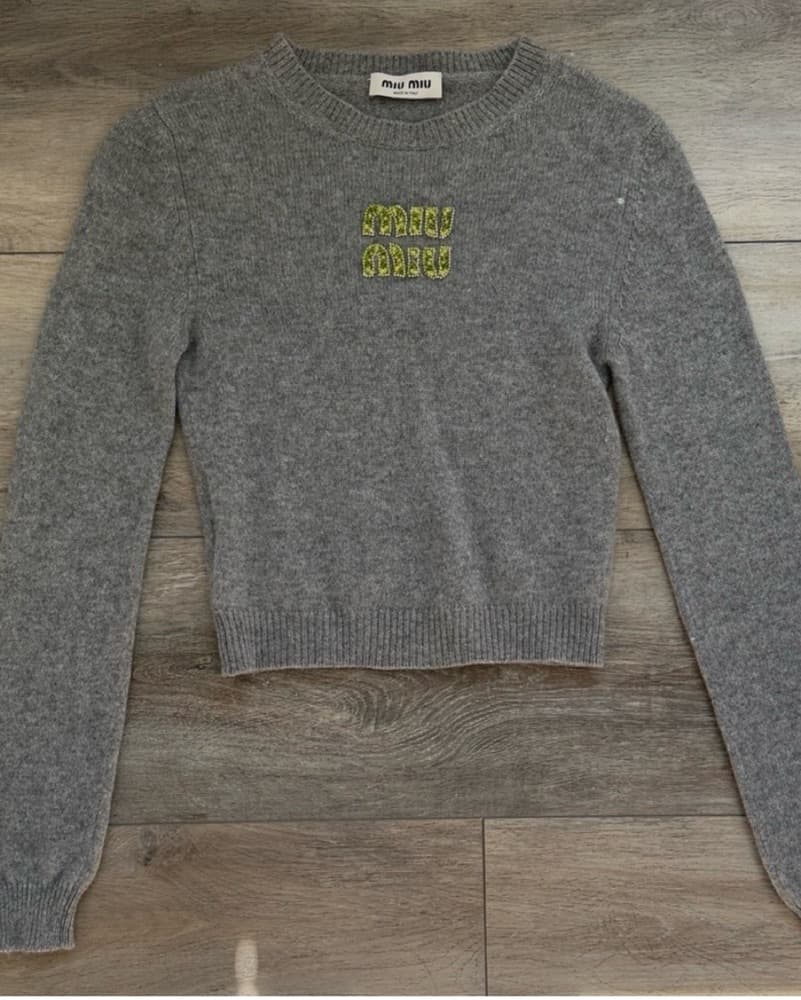 Miu Miu Beaded Logo Sweater - Image 1