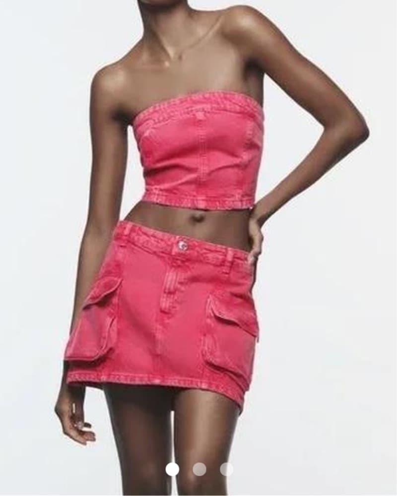 Pink Denim Skirt Set - Image 1