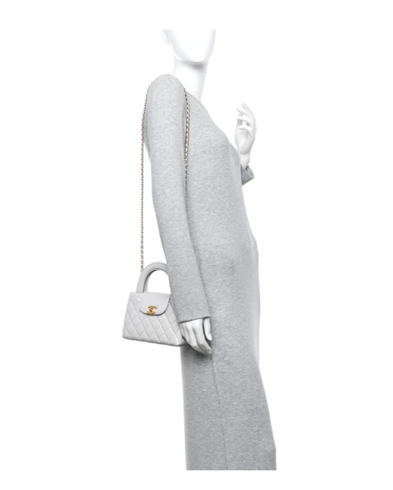 Chanel Quilted Top Handle Bag (white) - Image 4